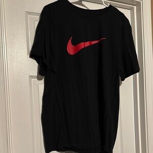 Nike Men's Black T-Shirt with Red Logo